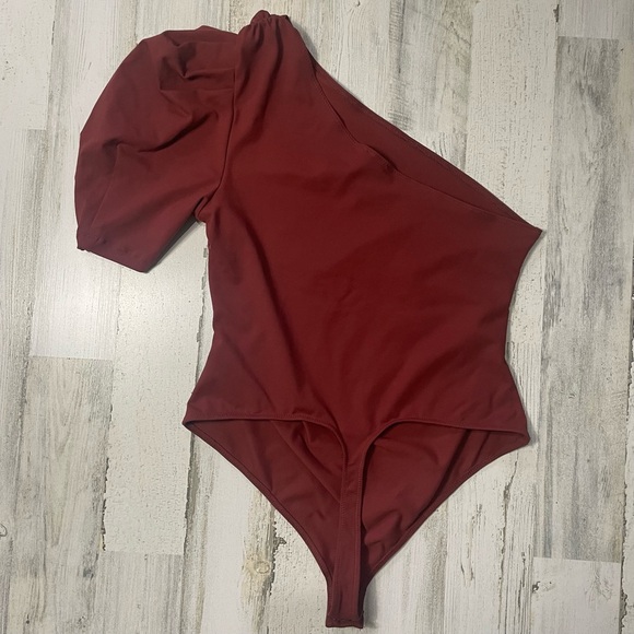 Free People Somethin Bout You Bodysuit Puff Sleeve Russet Acorn Brown size L - Picture 2 of 7